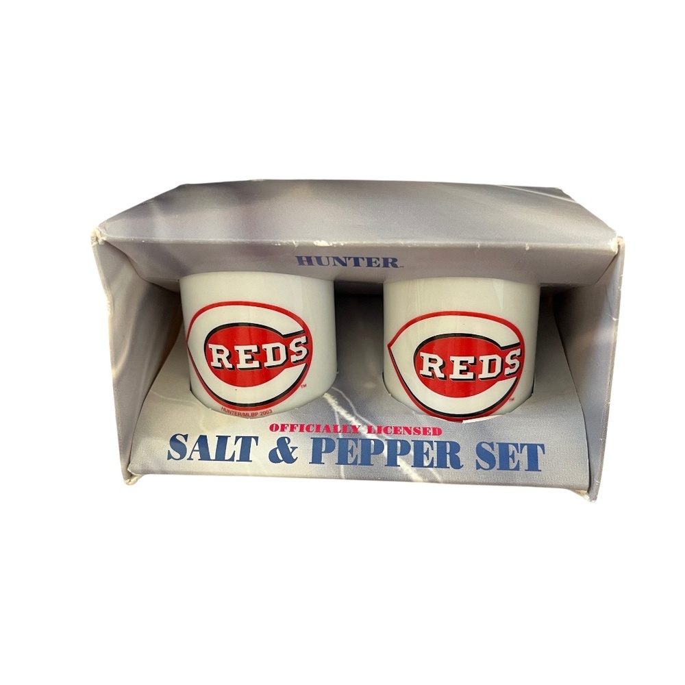 Vintage Cincinnati Reds Salt Pepper Shakers NIB MLB 2003 Hunter Ceramic Set